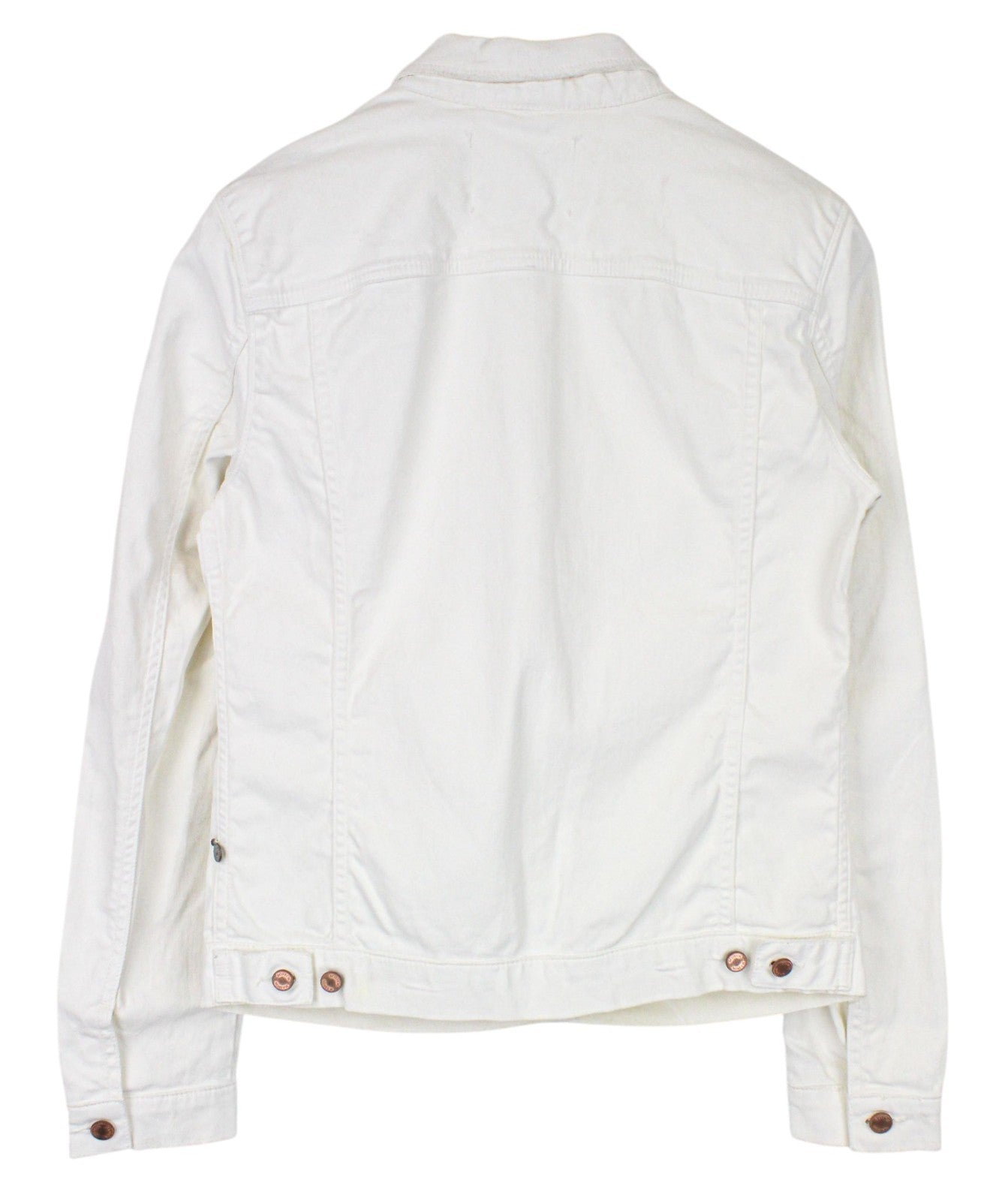 MAISON SCOTCH Women Jacket M White Cotton Stretch Long Sleeved Coated Denim