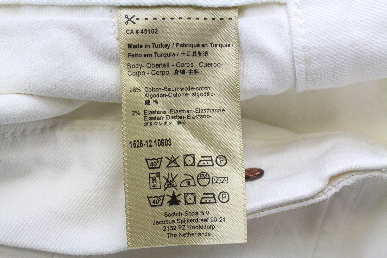 MAISON SCOTCH Women Jacket M White Cotton Stretch Long Sleeved Coated Denim