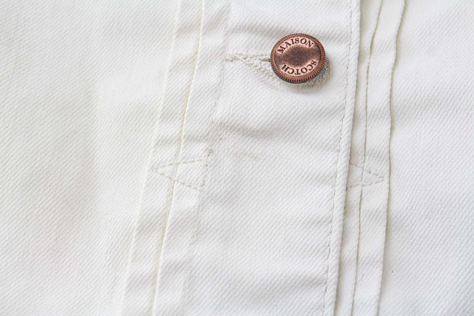 MAISON SCOTCH Women Jacket M White Cotton Stretch Long Sleeved Coated Denim