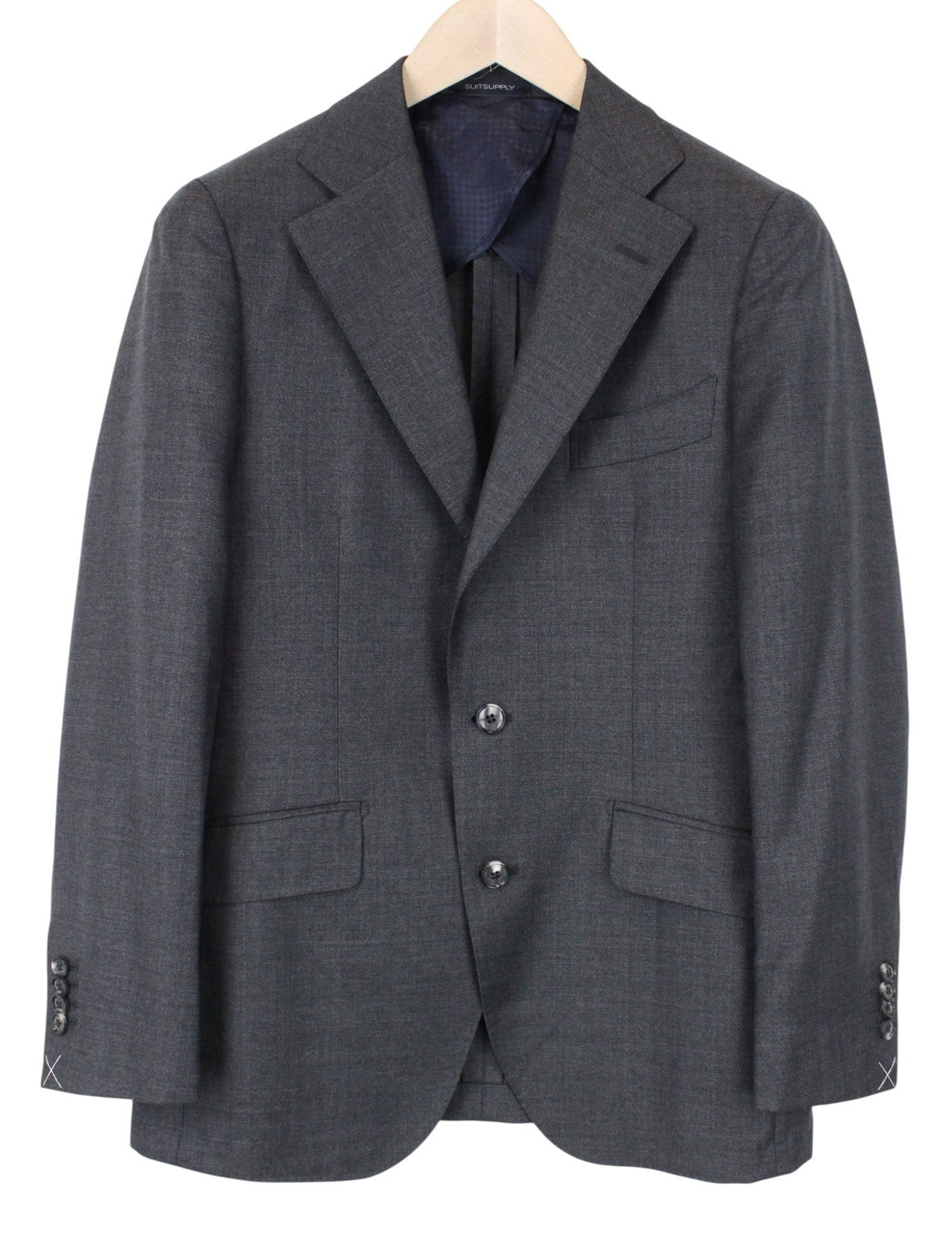 SUITSUPPLY La Spalla Men Suit UK34S Single-Breasted Formal Pure Wool Grey 2Piece