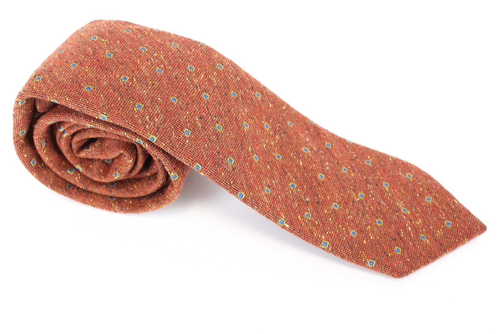 SUITSUPPLY Men Tie 150 x 8 cm Orange Silk Wool Blend Pointed-End Patterned