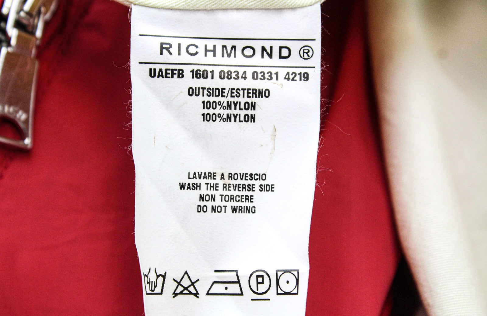 RICHMOND Men Jacket 54 L Red Single-Breasted Zipped Lightweight Casual