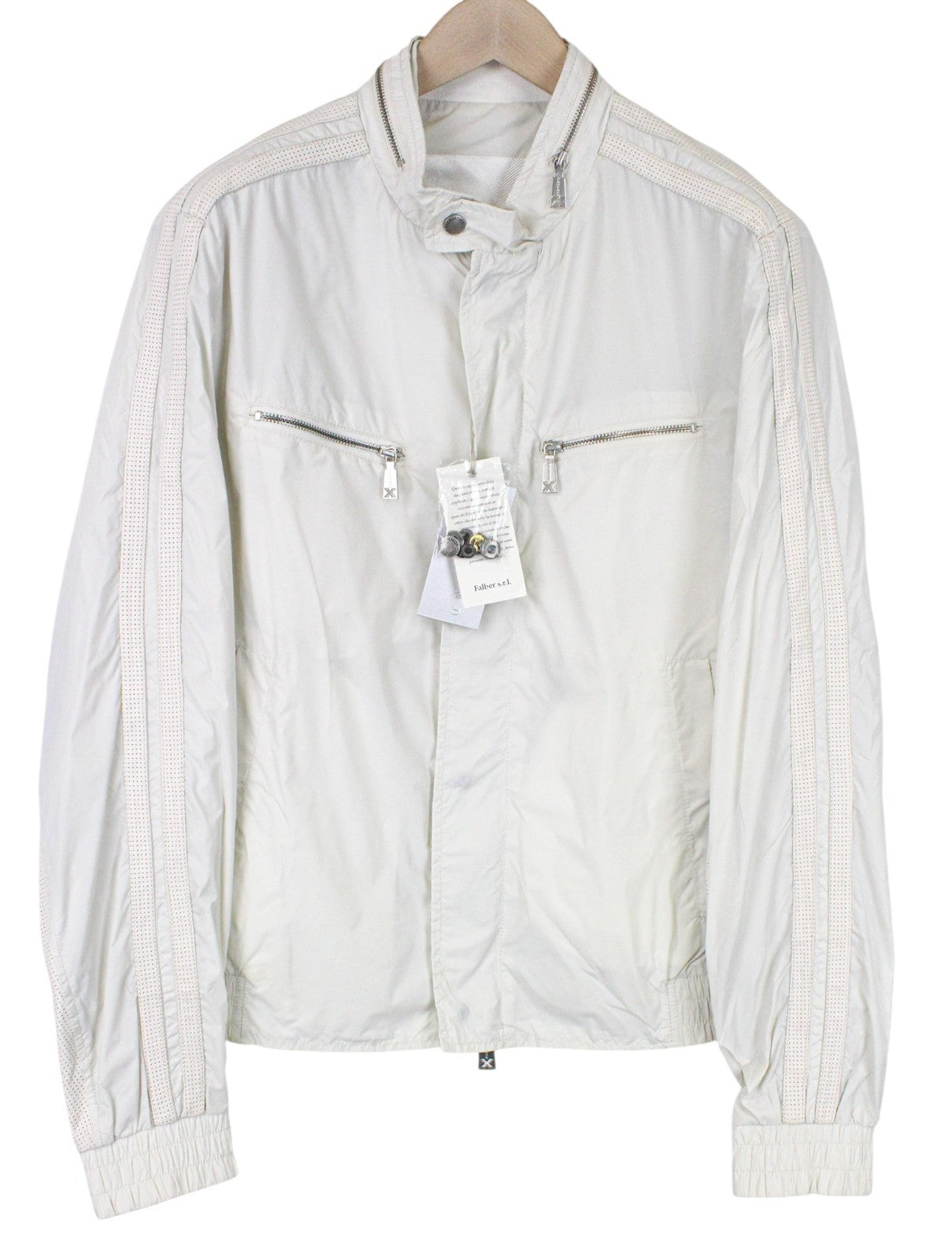 RICHMOND Men Jacket 52 L Ivory Off-White Single-Breasted Zipped Lightweight