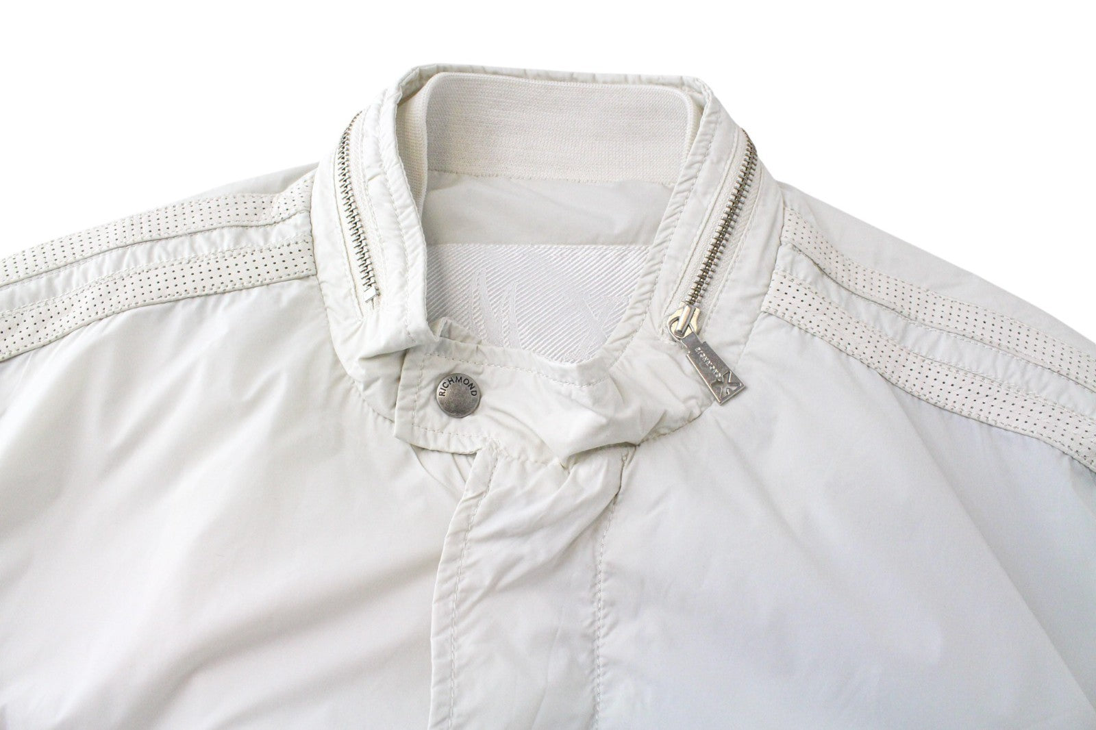 RICHMOND Men Jacket 52 L Ivory Off-White Single-Breasted Zipped Lightweight
