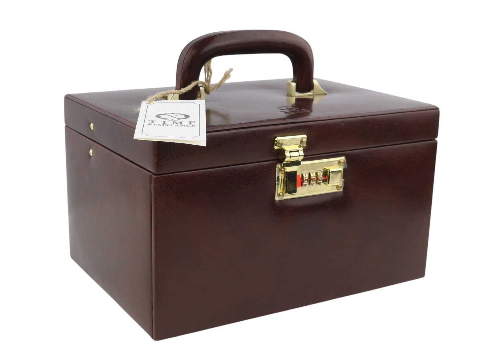 TIME RESISTANCE The Portrait Women Jewelry Box Brown Leather Vintage Look RRP285