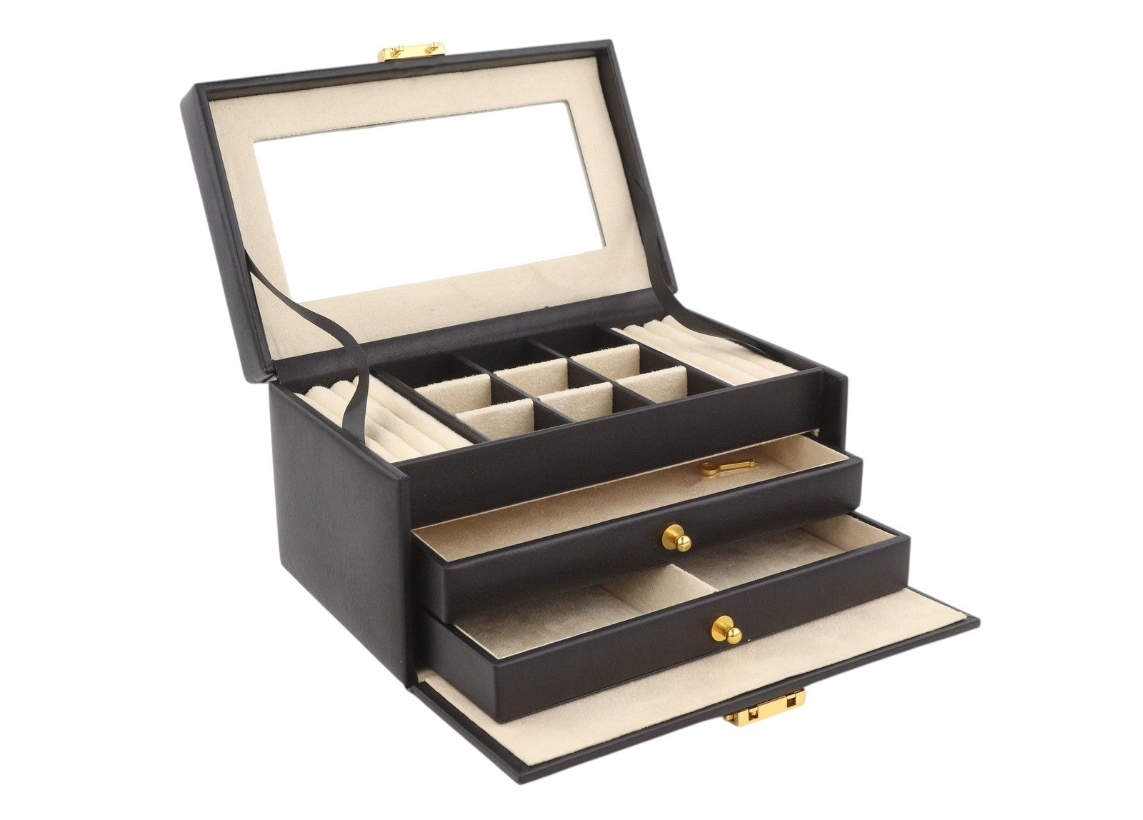 TIME RESISTANCE Beloved Women Jewelry Box Black Vachetta Leather Key Lock RRP200