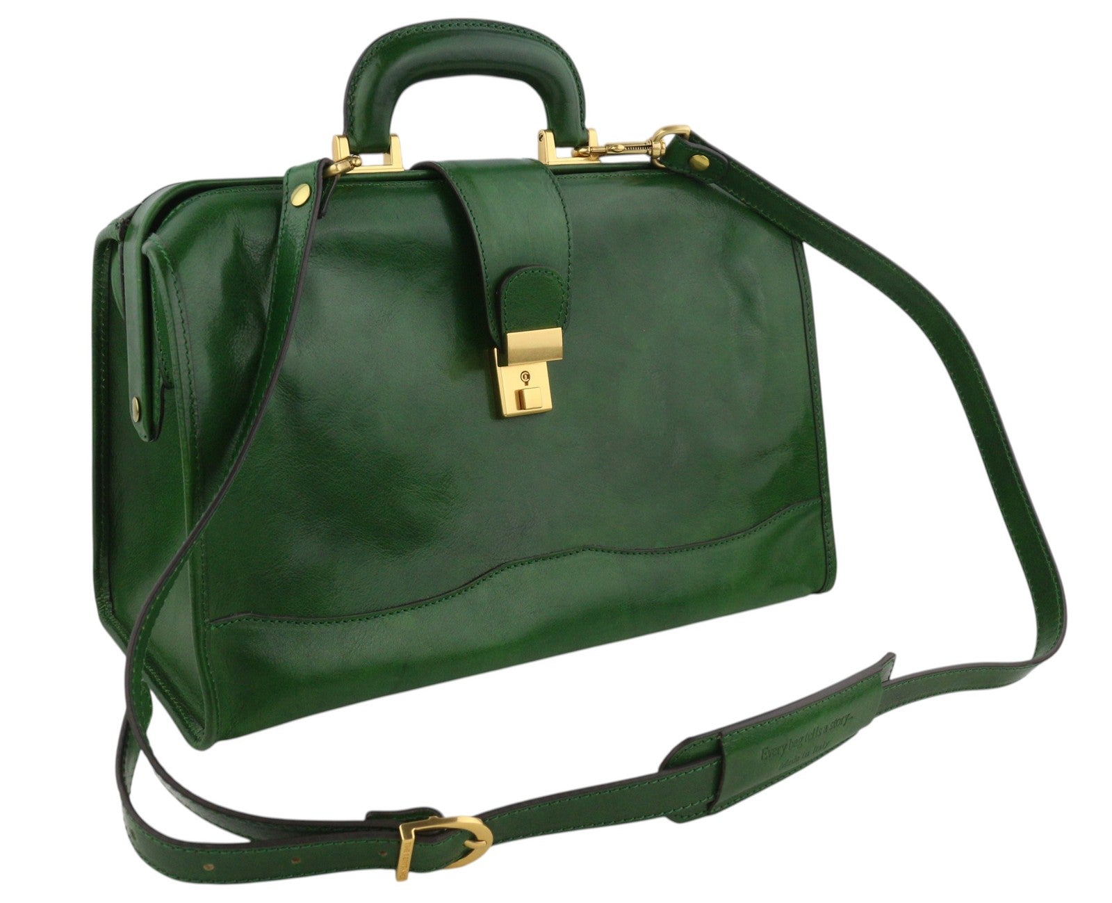 TIME RESISTANCE David Copperfield Women Bag Green Vachetta Leather Doctor RRP320