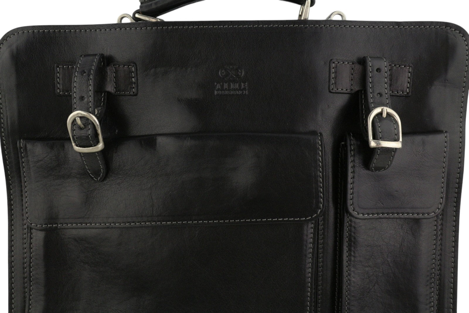 TIME RESISTANCE The Prophet Men Bag Black Vachetta Leather Briefcase RRP320