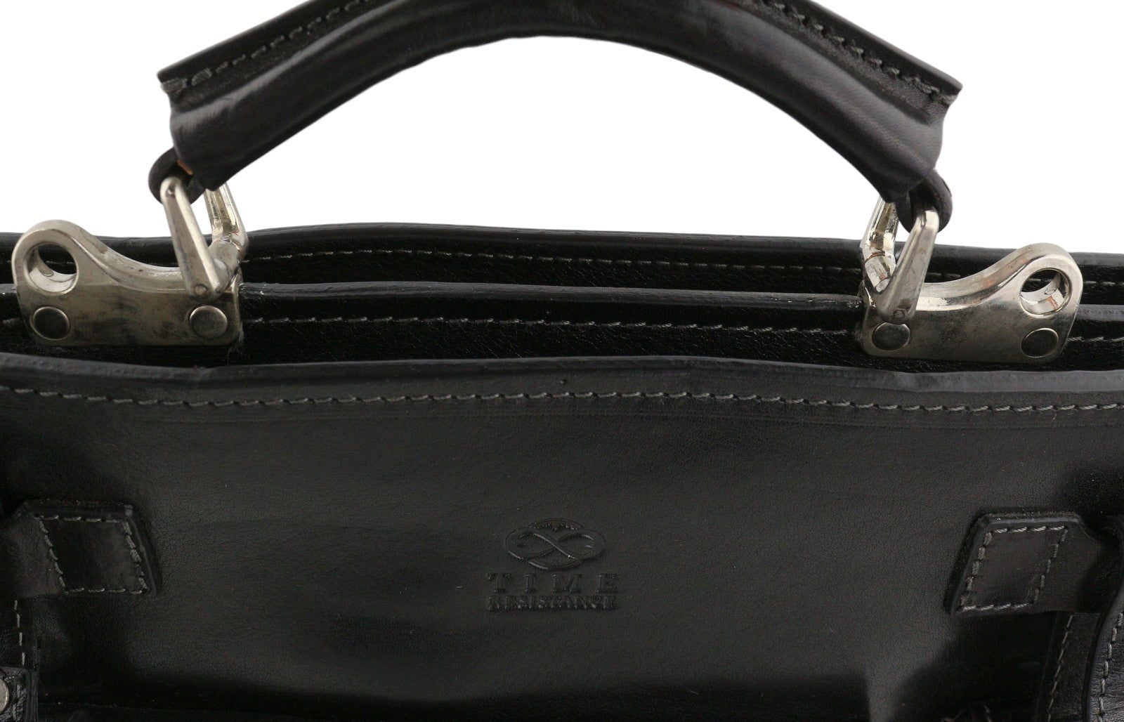 TIME RESISTANCE The Prophet Men Bag Black Vachetta Leather Briefcase RRP320