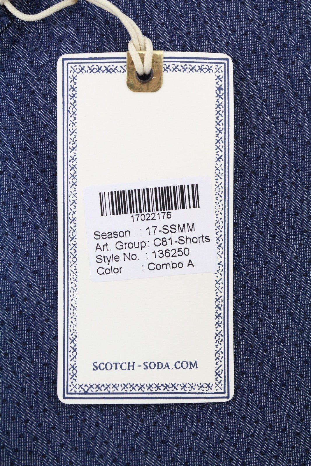 SCOTCH & SODA Men Shorts W32 Dark Blue Patterned Turn Up Chino