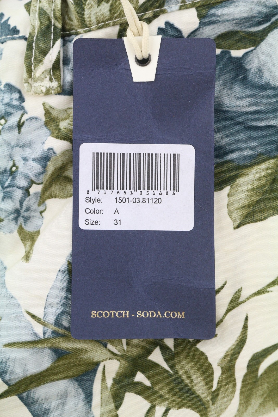 SCOTCH & SODA Men Shorts W31 Blue Floral Print Zip Fly 5-Pocket Cargo