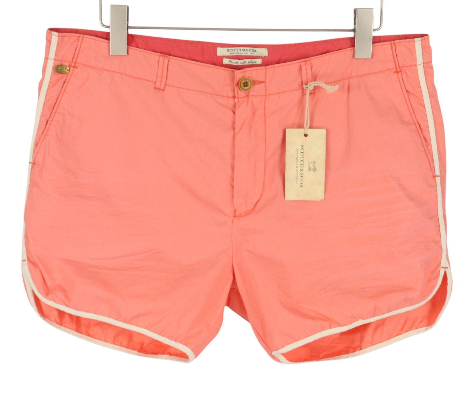 SCOTCH & SODA Men Shorts W36 Orange Peach Zip Fly Casual Chino