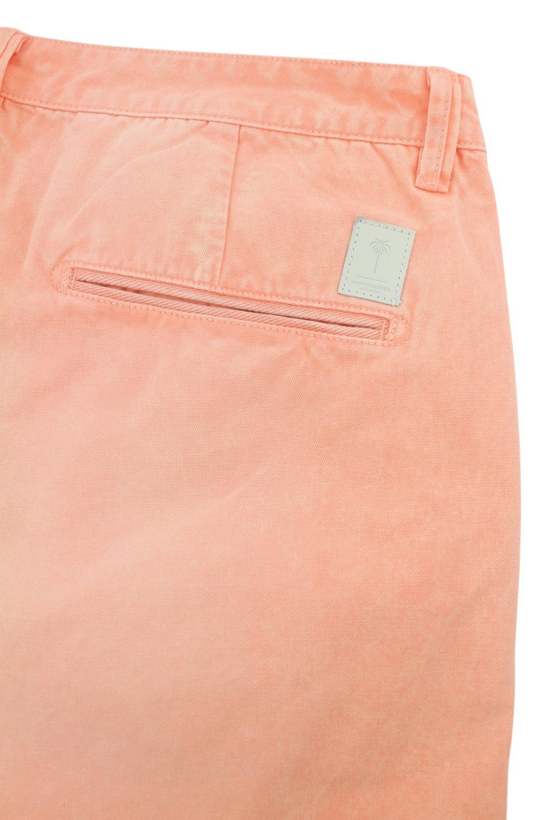 SCOTCH & SODA Men Shorts W33 Coral Pink Garment Dyed Faded Zip Chino