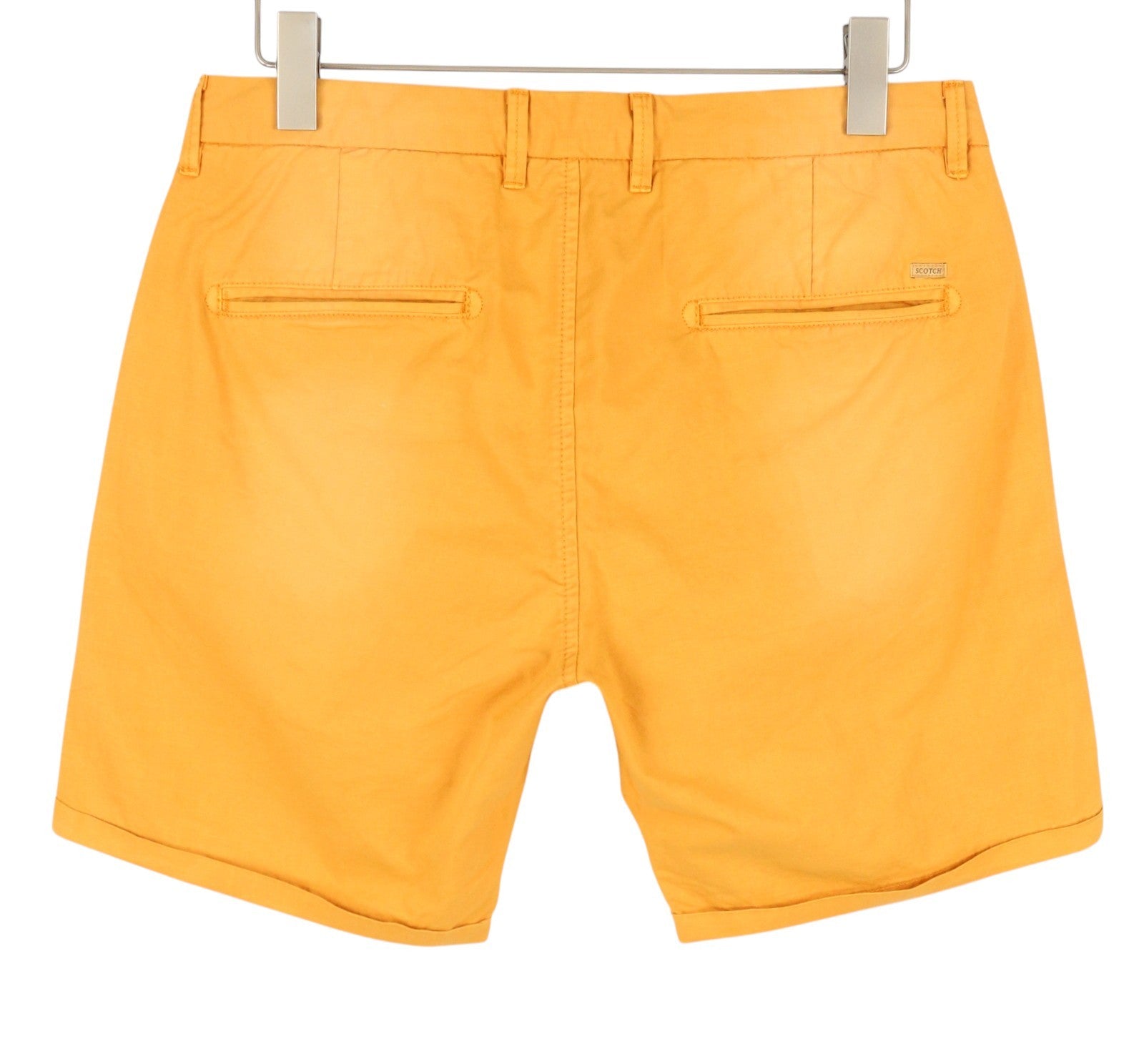 SCOTCH & SODA Men Shorts W32 Orange Garment Dyed Faded Turn Up Chino