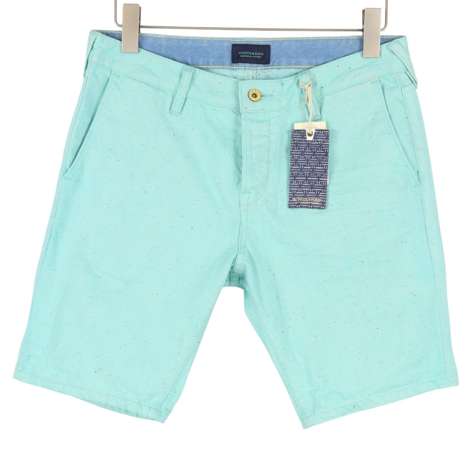 SCOTCH & SODA Men Shorts W30 Blue Embroidered Button Fly Denim