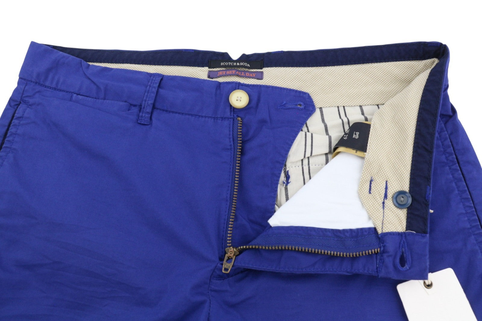 SCOTCH & SODA Men Shorts W29 Blue 5-Pocket Design Zip Fly Chino