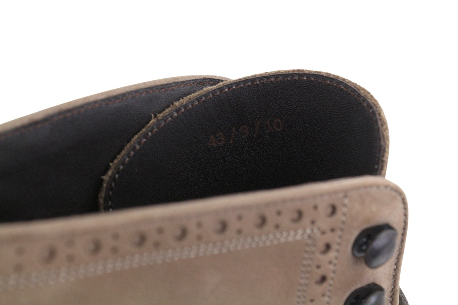 SUITSUPPLY Men Boots EU43 Beige Suede Leather Brogue Detailing Mid Top