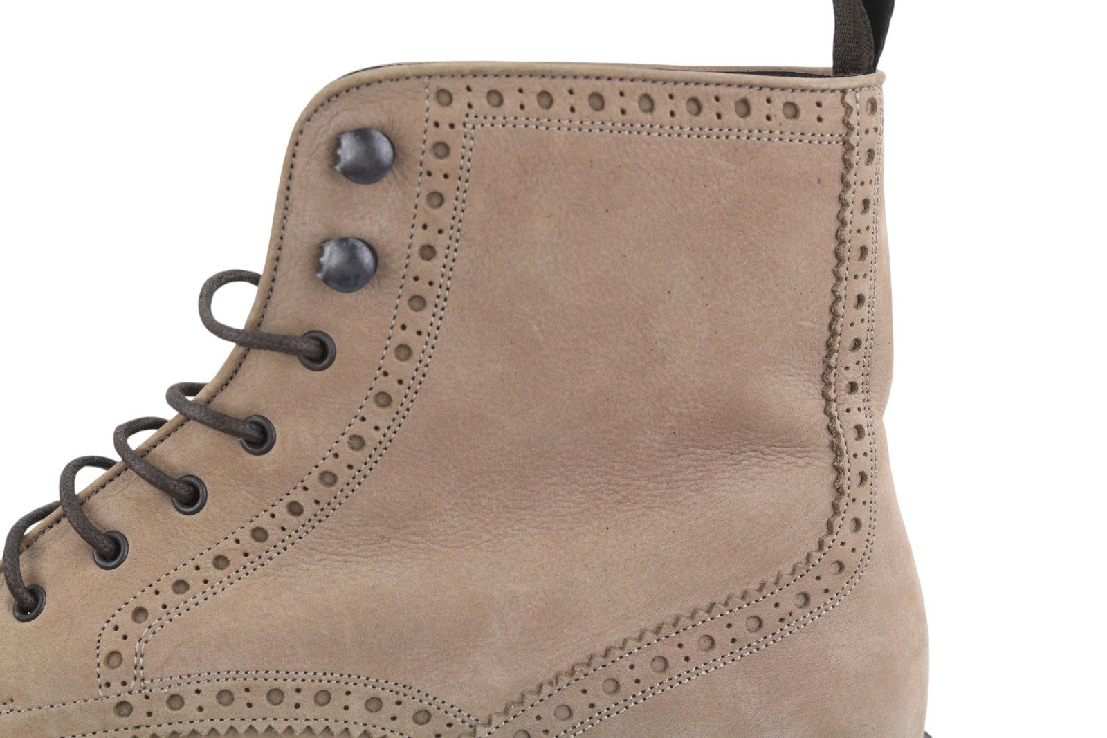 SUITSUPPLY Men Boots EU43 Beige Suede Leather Brogue Detailing Mid Top