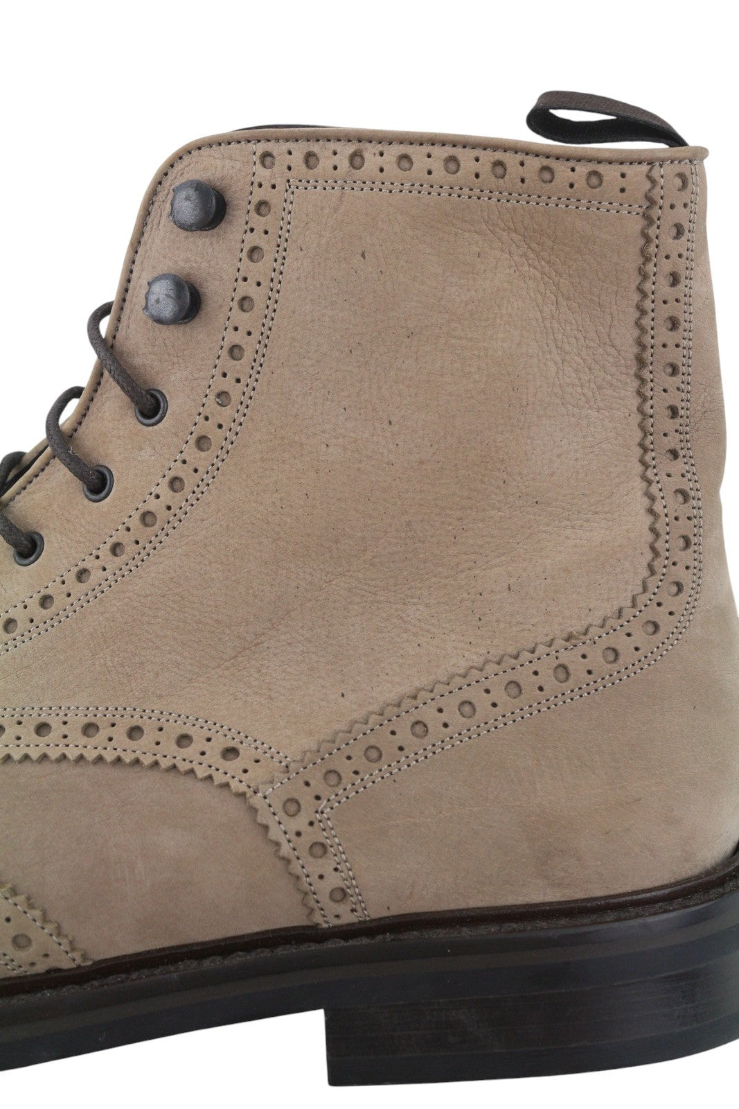 SUITSUPPLY Men Boots EU43 Beige Suede Leather Brogue Detailing Mid Top