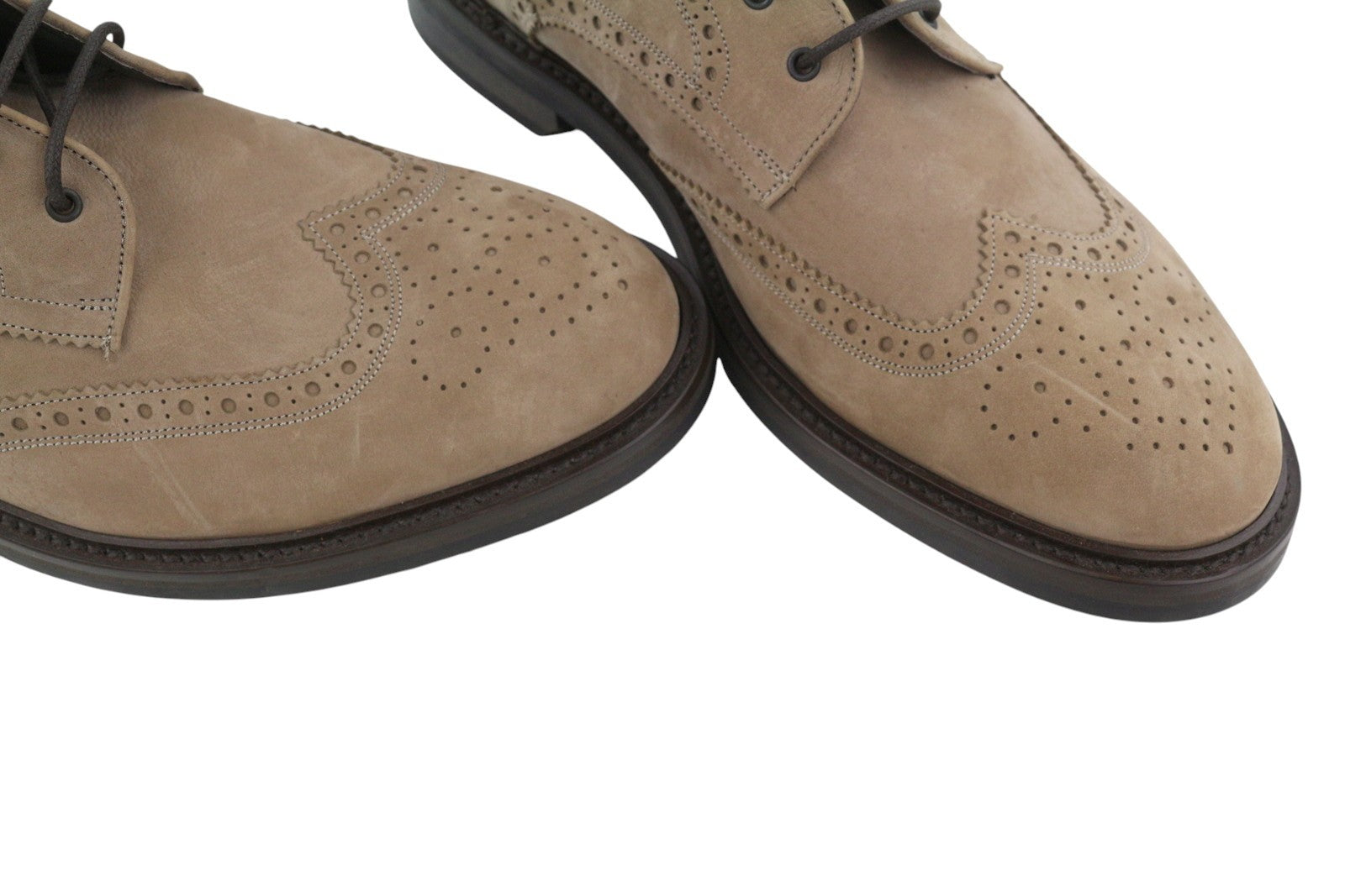 SUITSUPPLY Men Boots EU43 Beige Suede Leather Brogue Detailing Mid Top