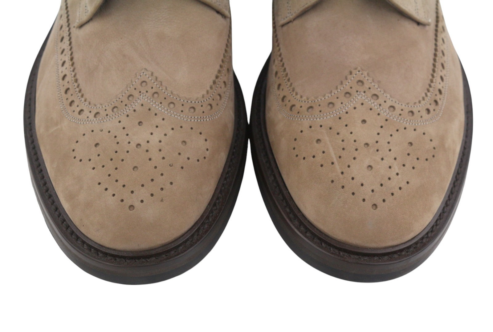 SUITSUPPLY Men Boots EU43 Beige Suede Leather Brogue Detailing Mid Top