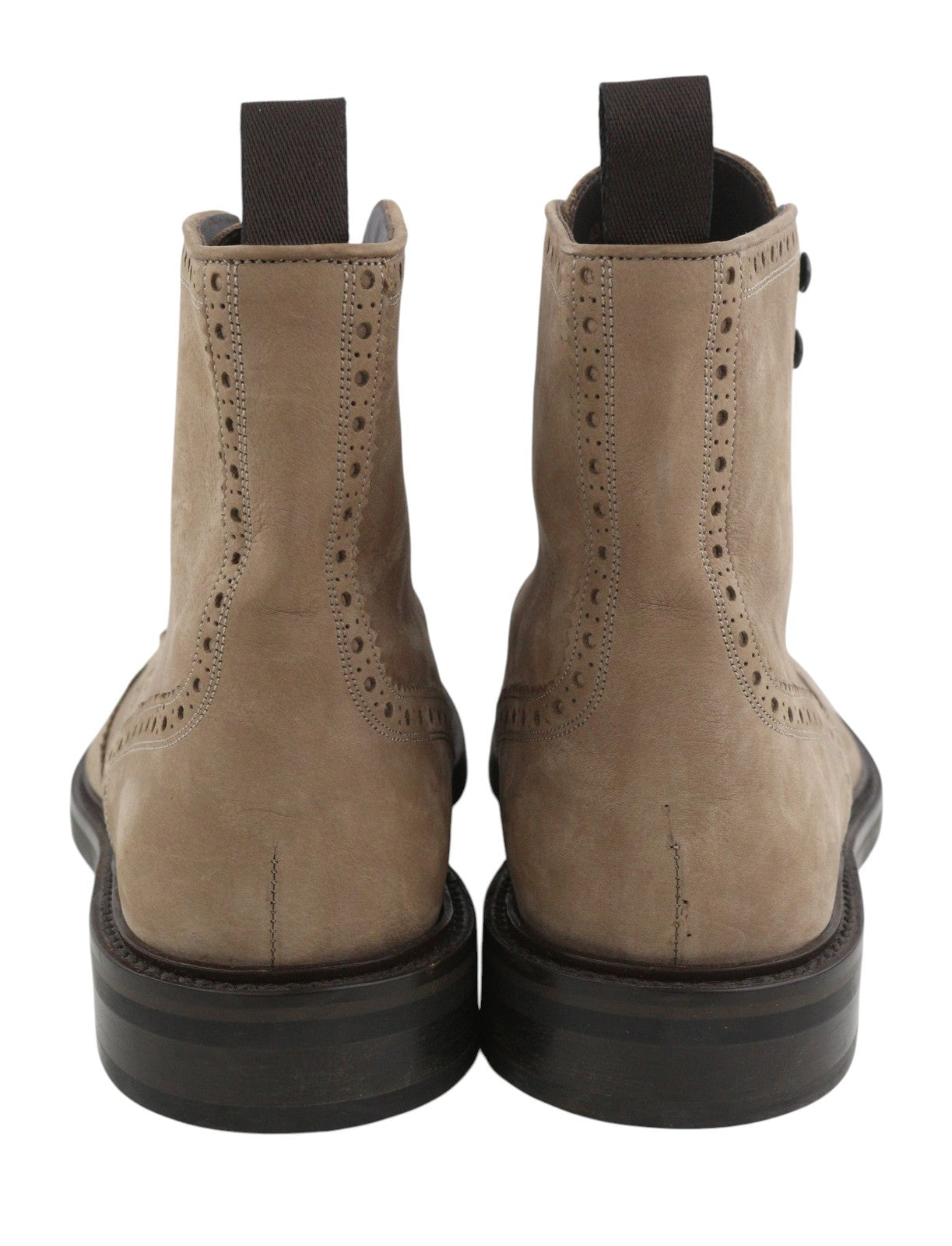 SUITSUPPLY Men Boots EU43 Beige Suede Leather Brogue Detailing Mid Top