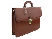 TIME RESISTANCE The Sound Of Mountain Men Bag Brown Leather Briefcase RRP270