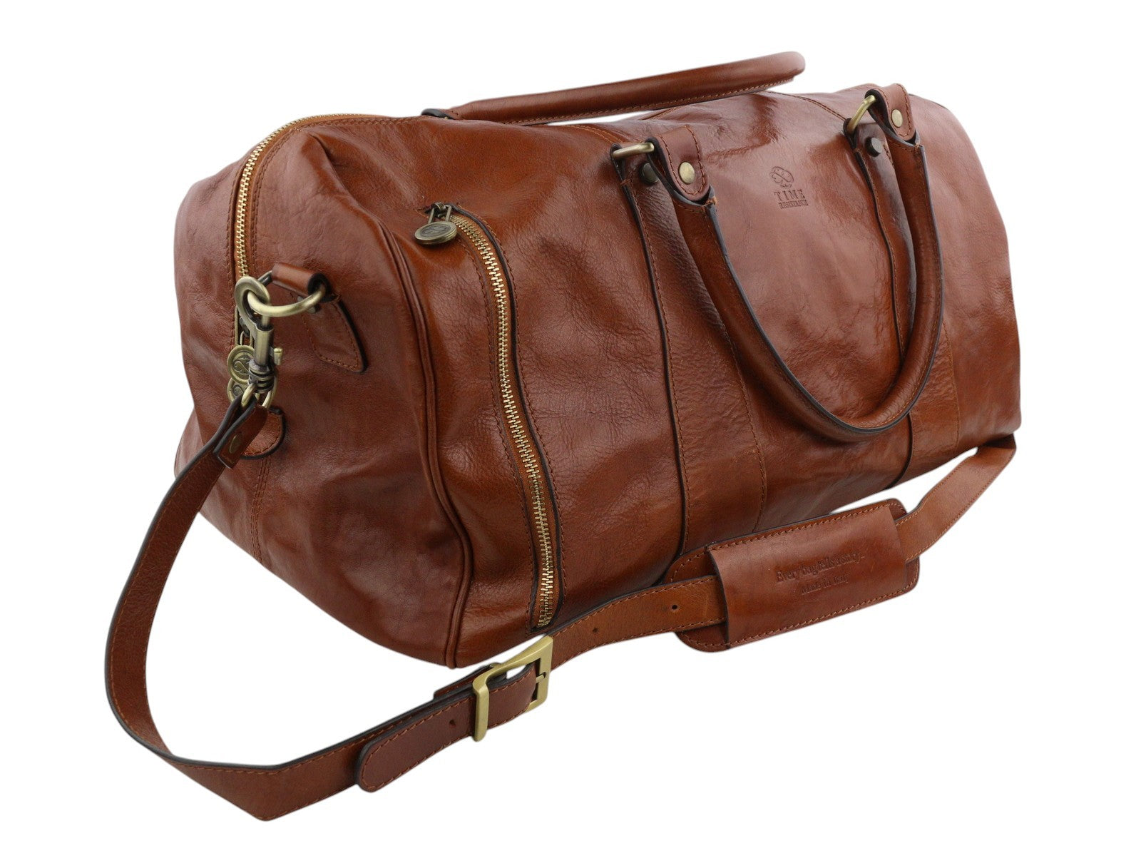 TIME RESISTANCE Wise Children Men Bag Brown Vachetta Leather Duffel RRP350