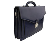 TIME RESISTANCE The Magus Men Bag Blue Vachetta Leather Briefcase RRP320