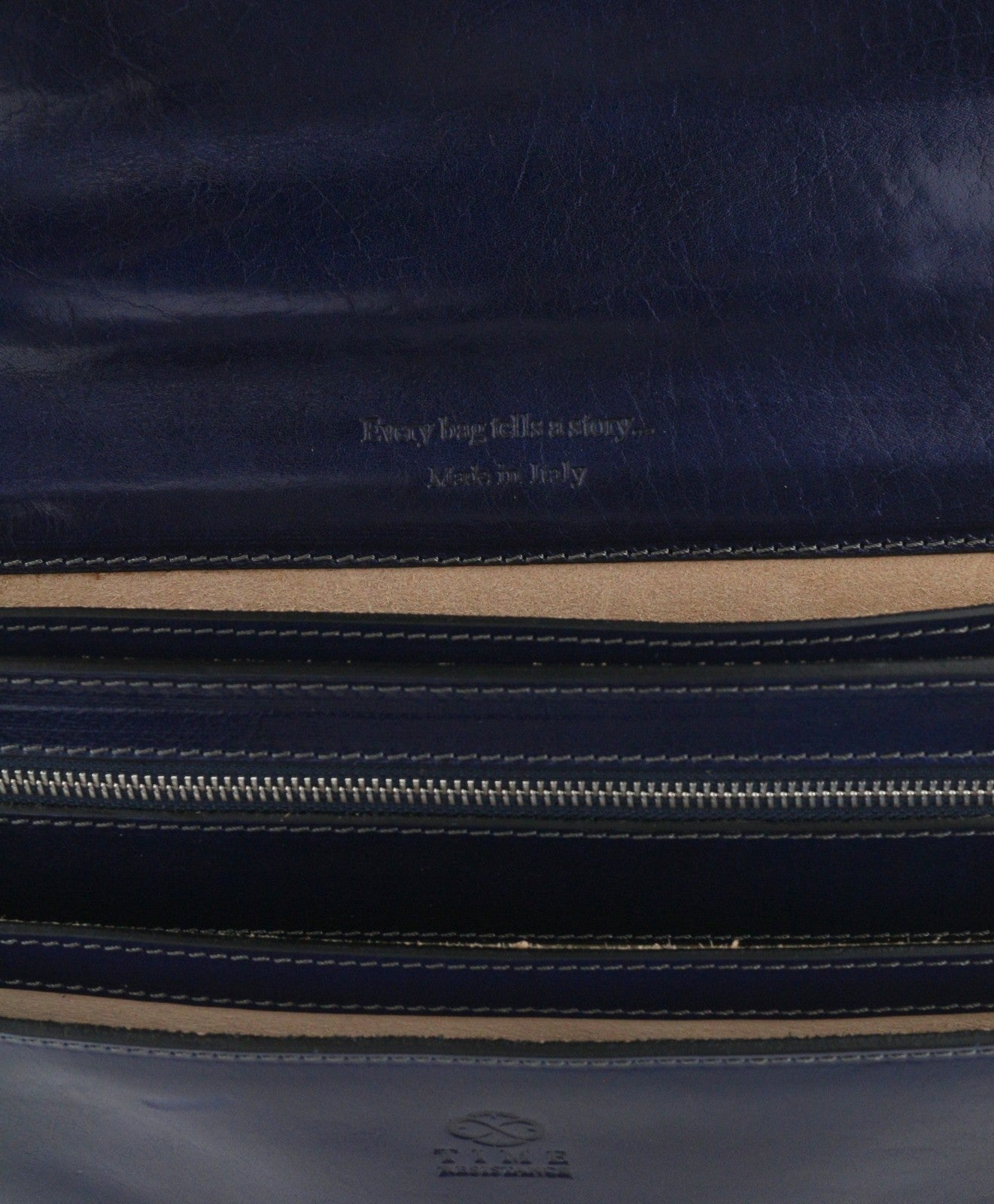 TIME RESISTANCE The Magus Men Bag Blue Vachetta Leather Briefcase RRP320