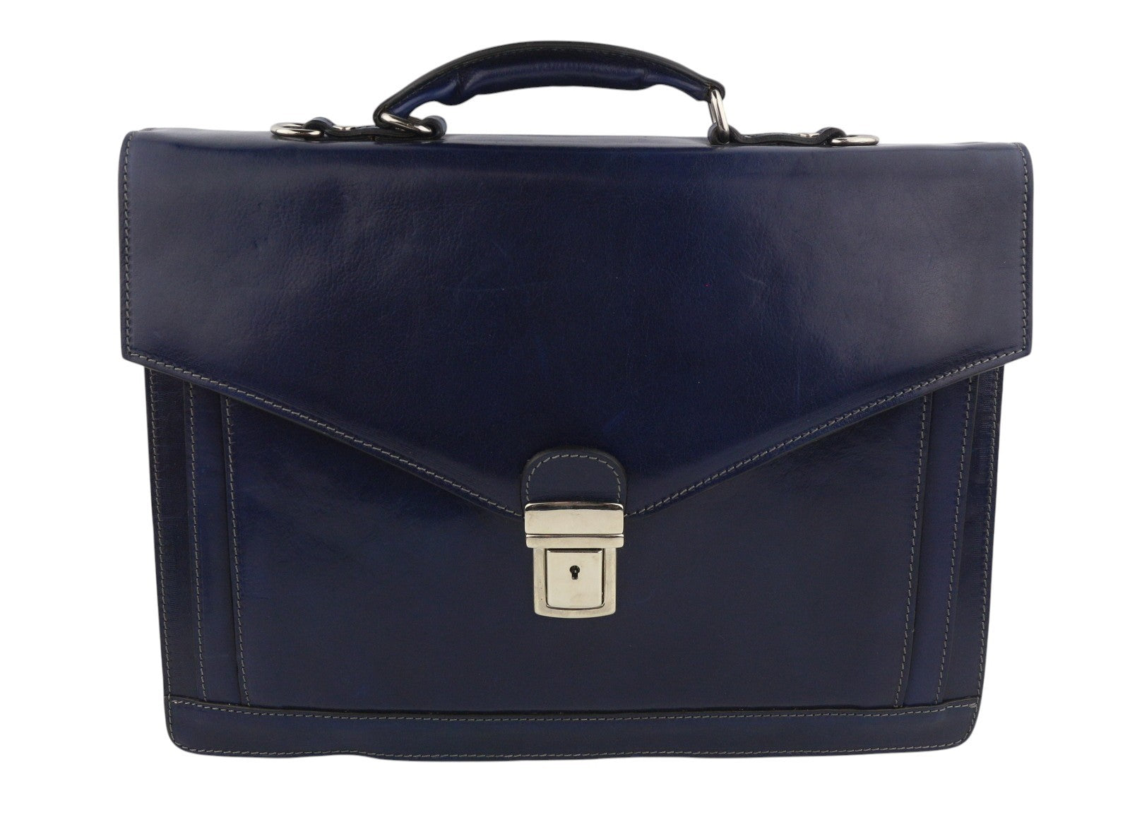 TIME RESISTANCE The Magus Men Bag Blue Vachetta Leather Briefcase RRP320