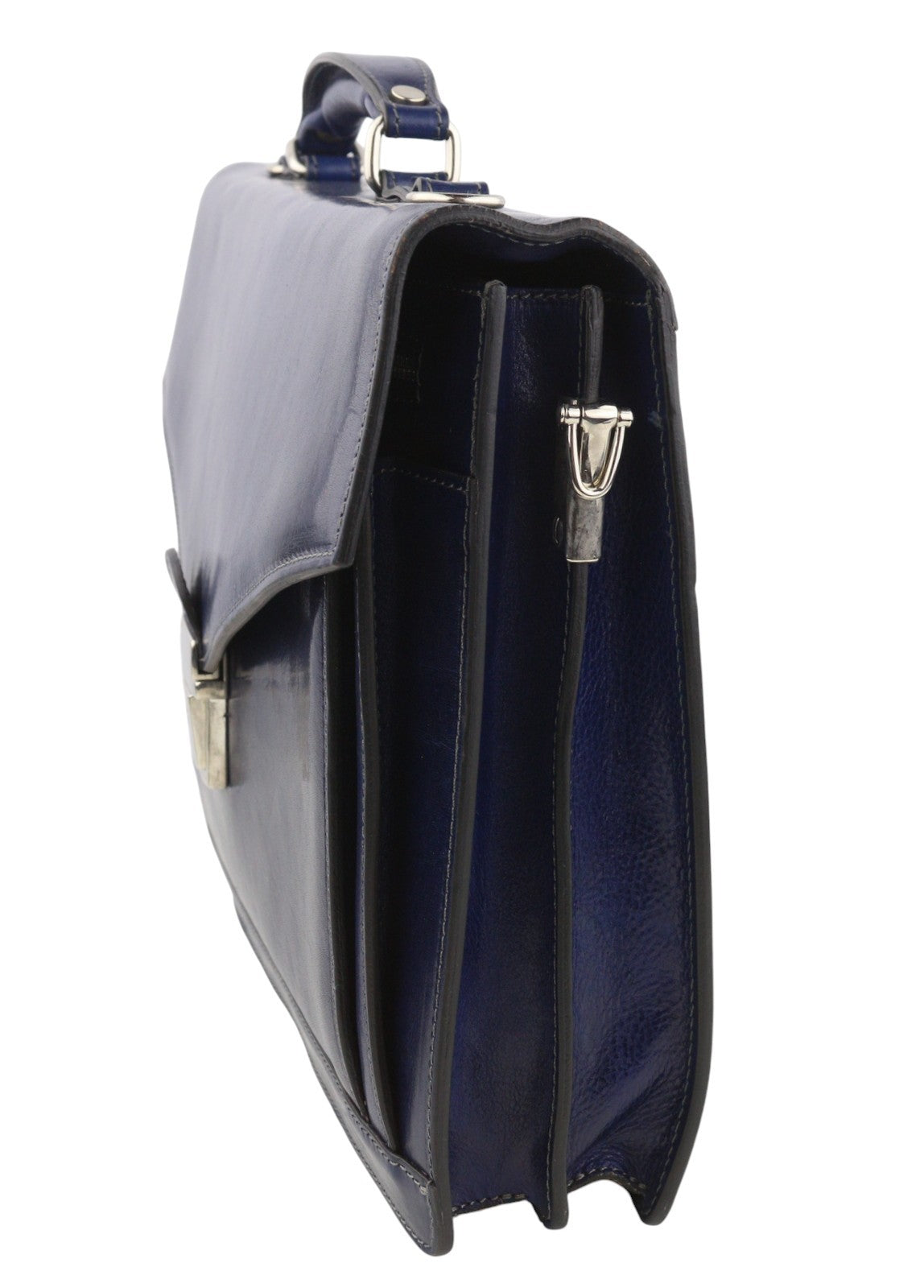 TIME RESISTANCE The Magus Men Bag Blue Vachetta Leather Briefcase RRP320