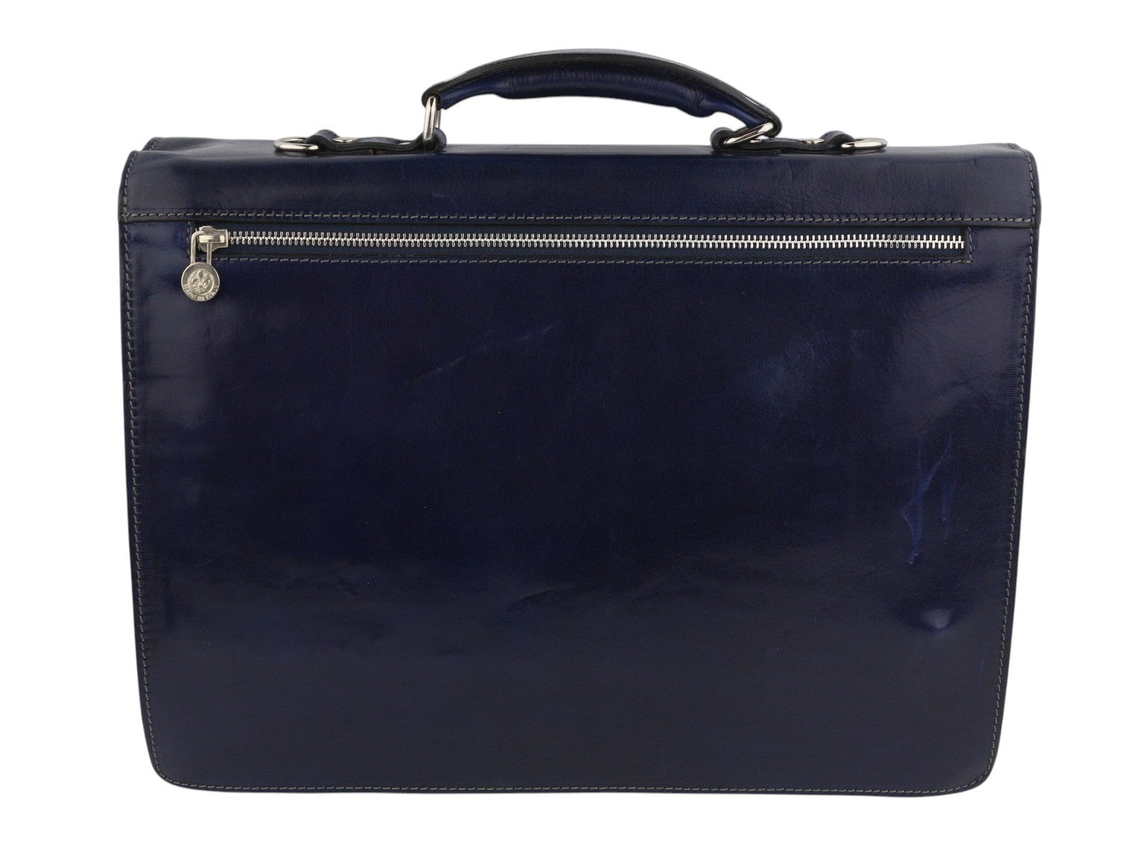 TIME RESISTANCE The Magus Men Bag Blue Vachetta Leather Briefcase RRP320