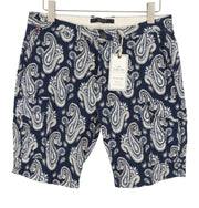 SCOTCH & SODA Men Shorts W33 Blue Paisley Pattern Zip Fly Cargo Pockets