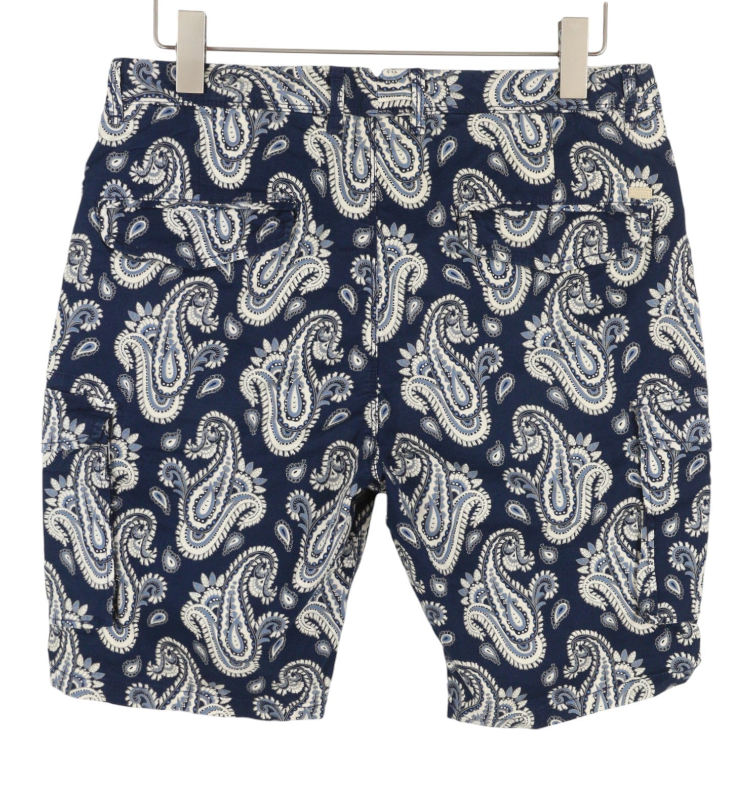 SCOTCH & SODA Men Shorts W33 Blue Paisley Pattern Zip Fly Cargo Pockets