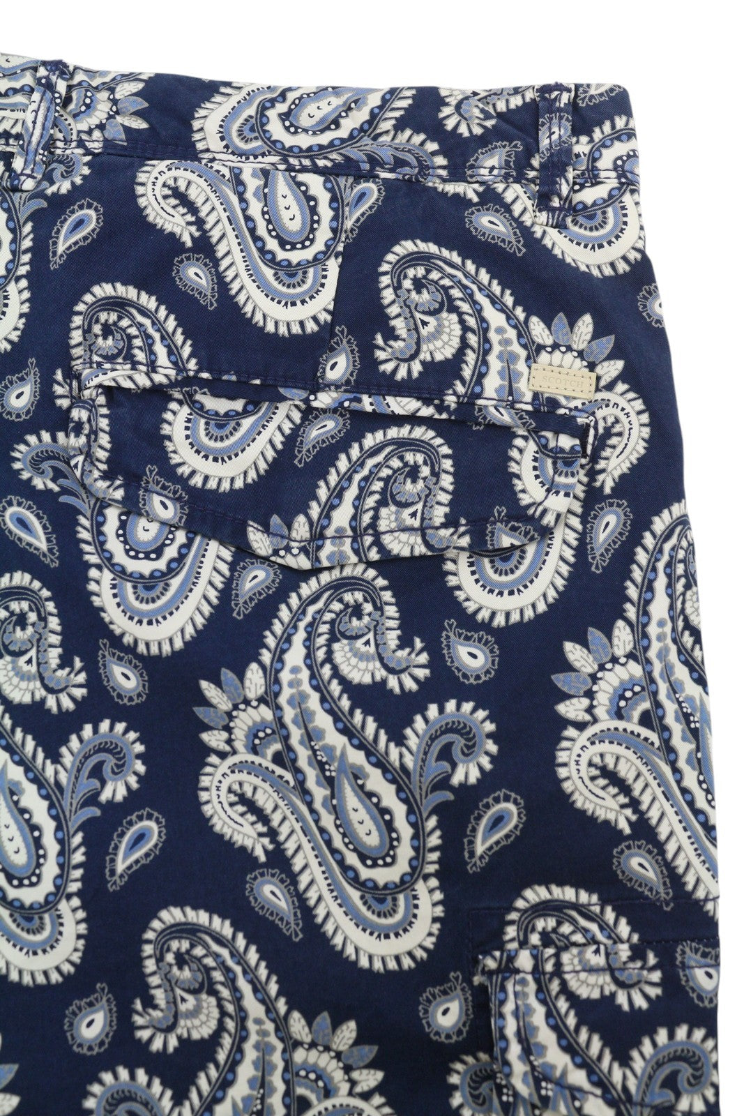 SCOTCH & SODA Men Shorts W33 Blue Paisley Pattern Zip Fly Cargo Pockets