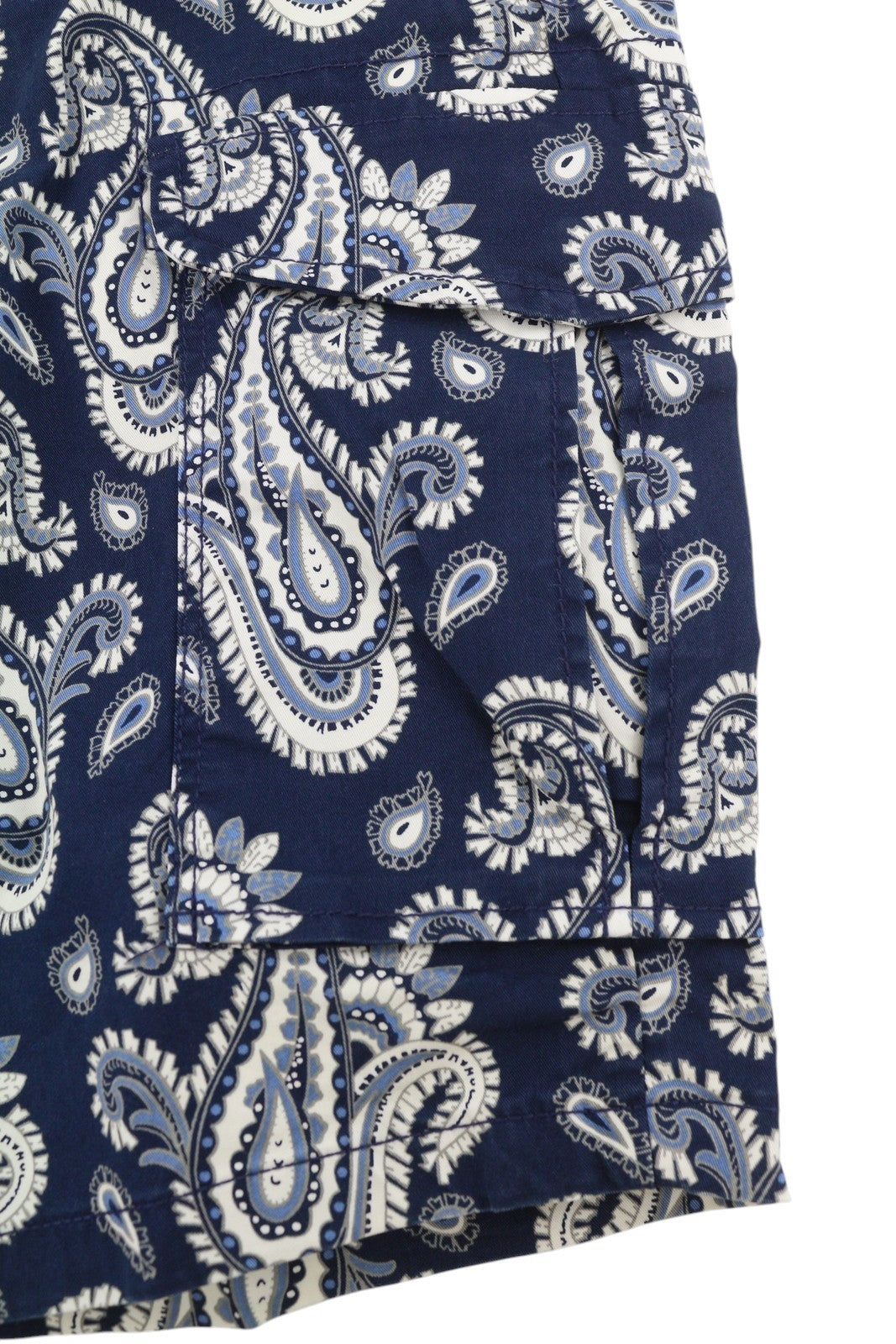 SCOTCH & SODA Men Shorts W33 Blue Paisley Pattern Zip Fly Cargo Pockets