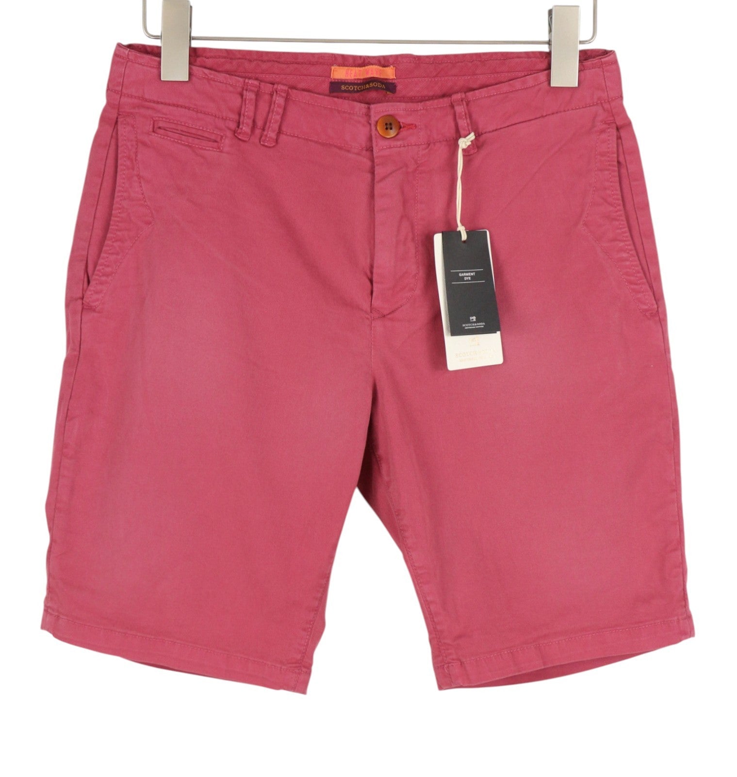 SCOTCH & SODA Men Shorts W29 Purple Garment Dye Faded Zip Fly Chino