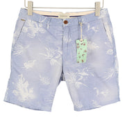 SCOTCH & SODA Men Shorts W29 Blue Floral Print Faded Zip Fly Chino