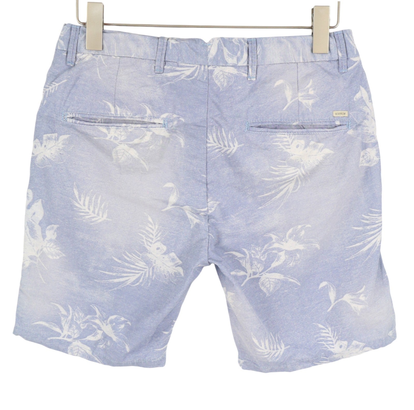 SCOTCH & SODA Men Shorts W29 Blue Floral Print Faded Zip Fly Chino