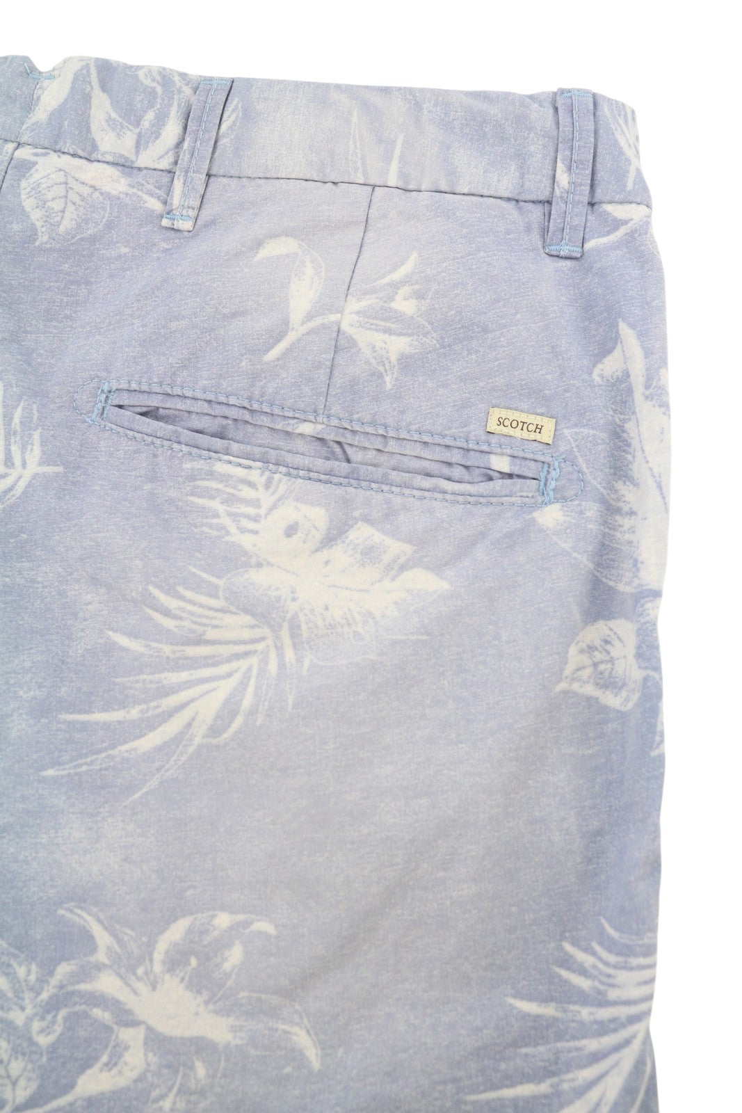SCOTCH & SODA Men Shorts W29 Blue Floral Print Faded Zip Fly Chino