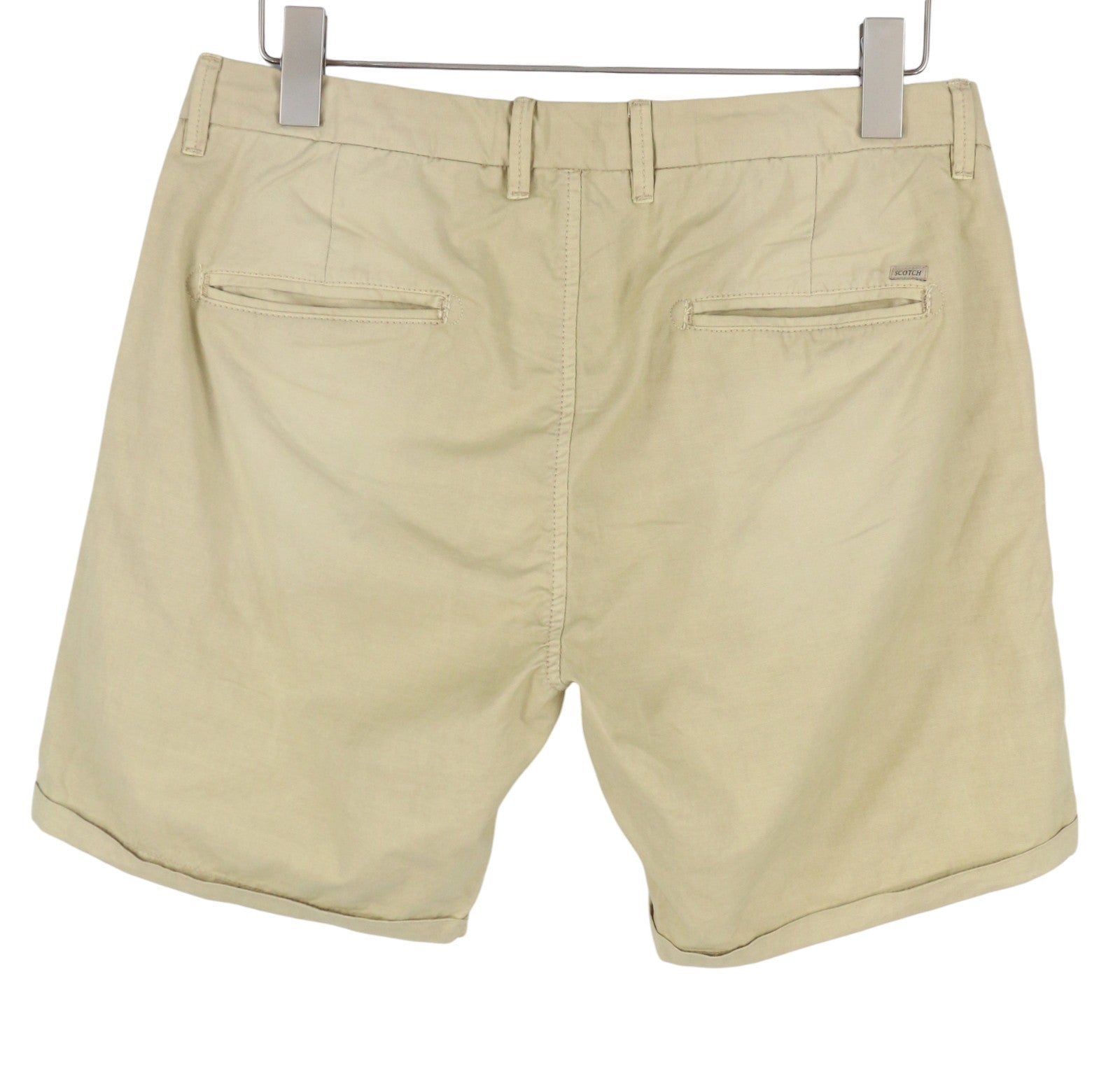 SCOTCH & SODA Men Shorts W33 Beige Garment Dyed Faded Turn Up Chino