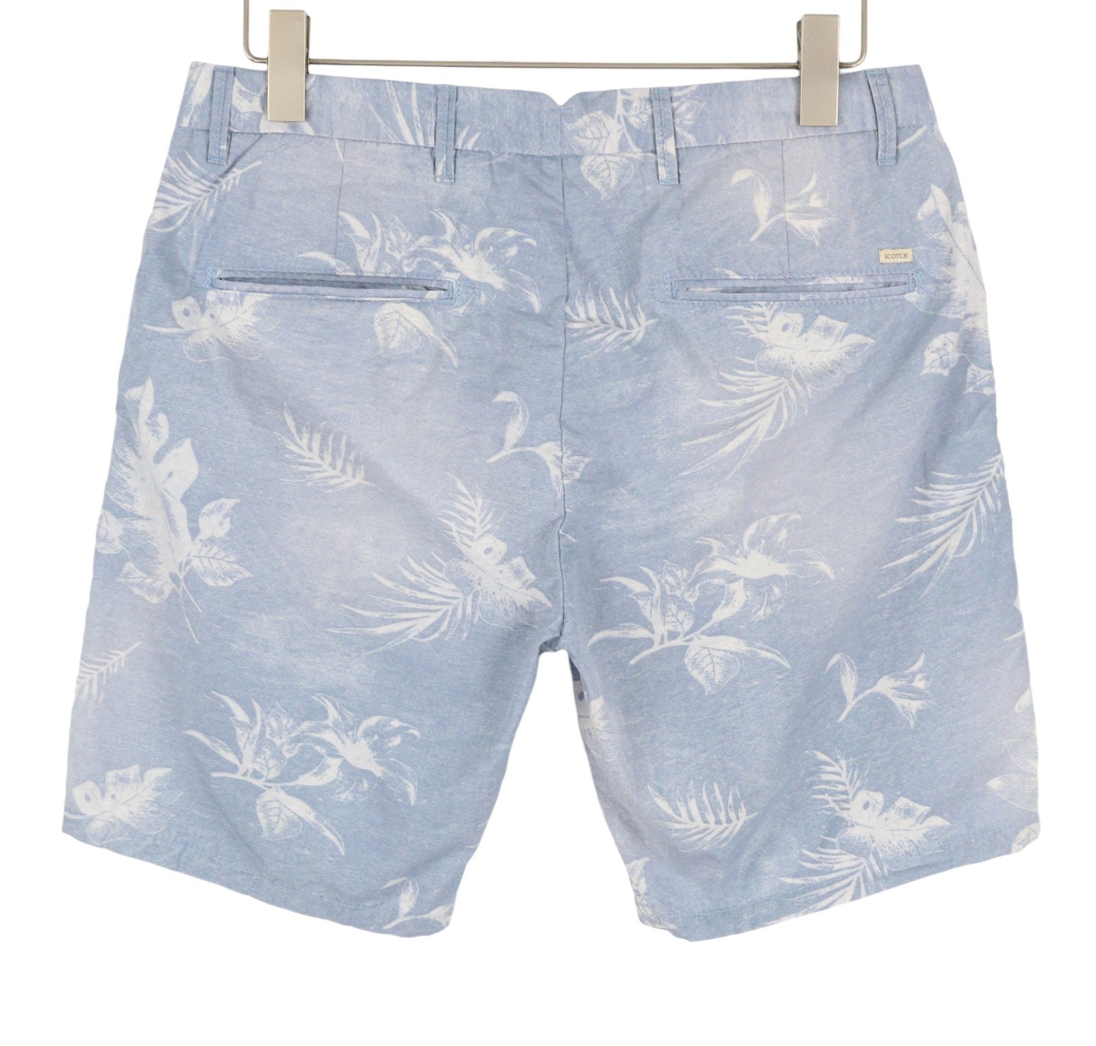 SCOTCH & SODA Men Shorts W31 Blue Floral Print Faded Zipper Chino