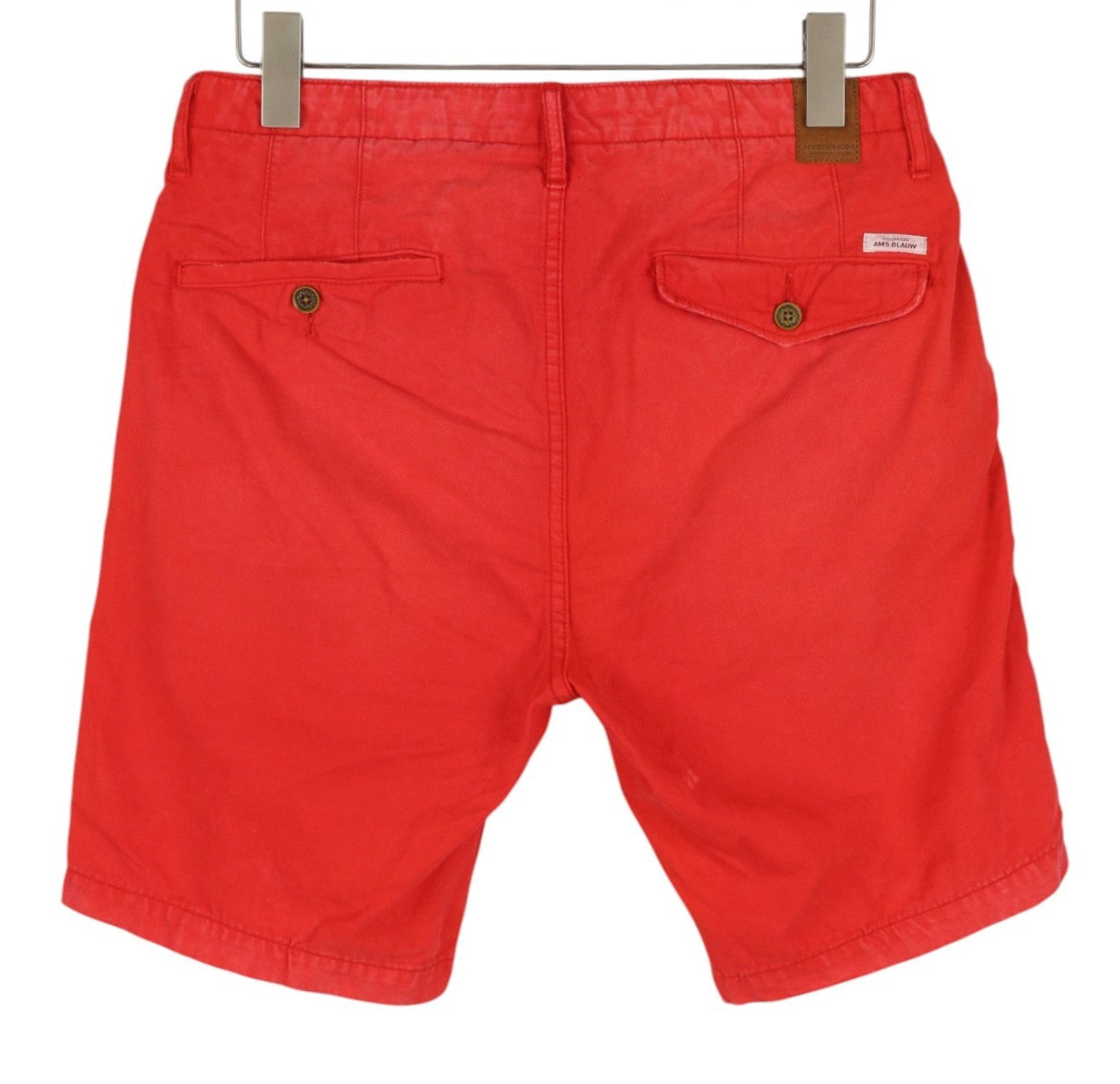 SCOTCH & SODA Theon Men Shorts W32 Red Faded Zip Fly 5-Pocket Chino