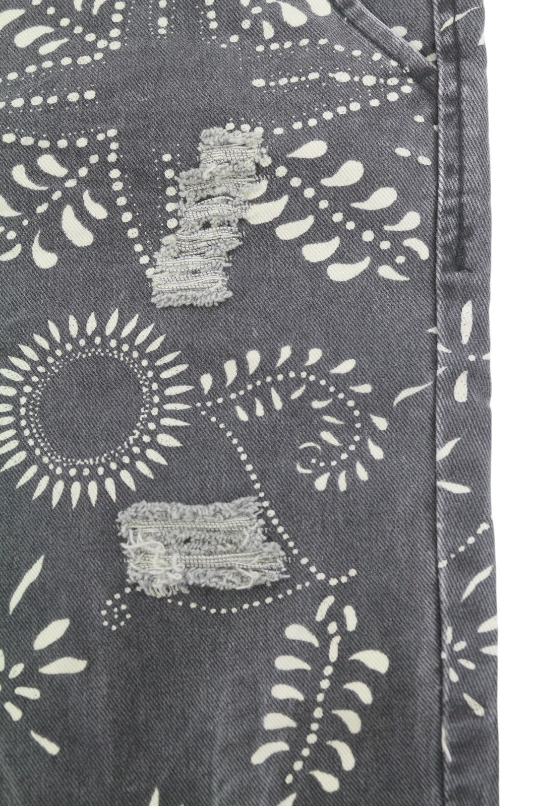 SCOTCH & SODA Men Shorts W34 Grey Garment Dye Patterned Distress Denim