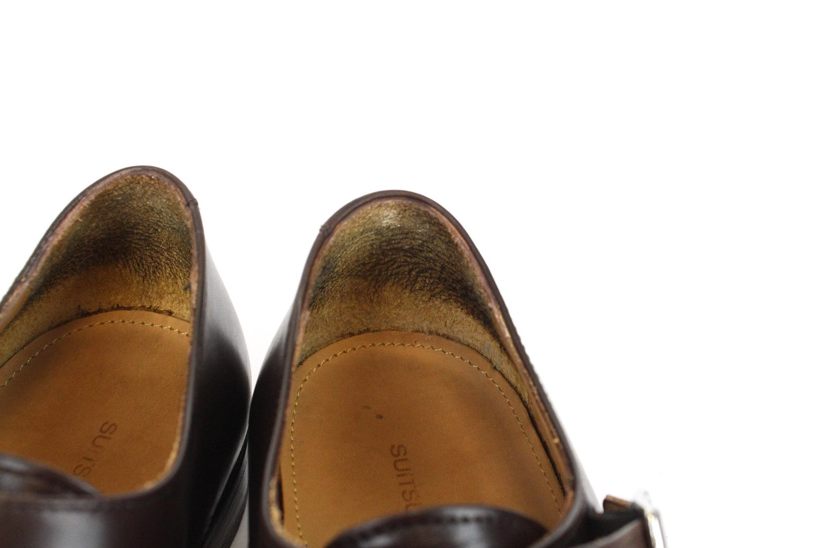 SUITSUPPLY Men Casual Shoes EU40.5 Brown Genuine Leather Double Buckle Classic