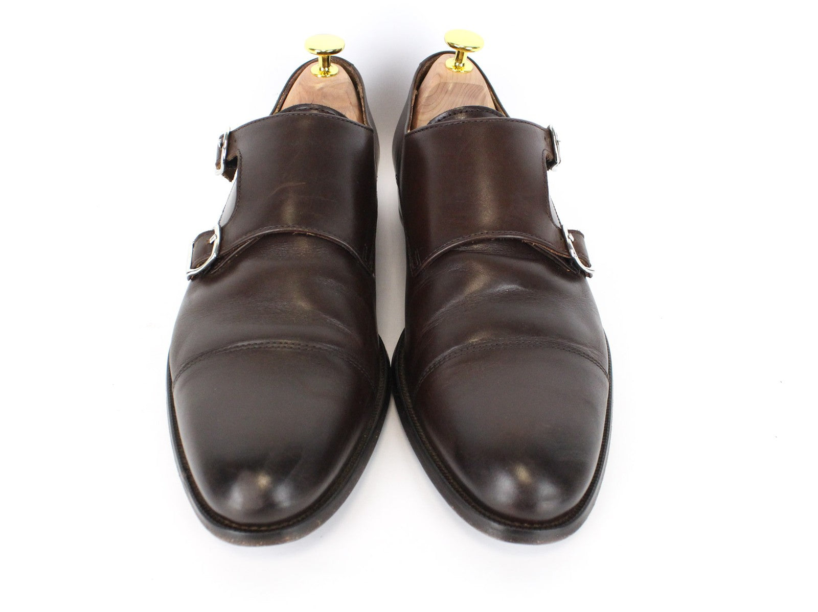 SUITSUPPLY Men Casual Shoes EU40.5 Brown Genuine Leather Double Buckle Classic