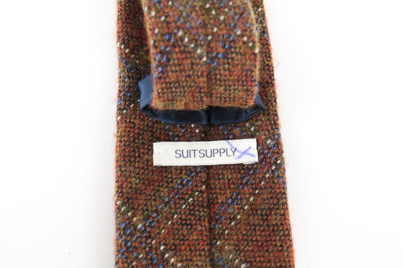 SUITSUPPLY Men Tie 150 x 8 cm Brown Orange Patterned Wool Silk Blend Pointed-End