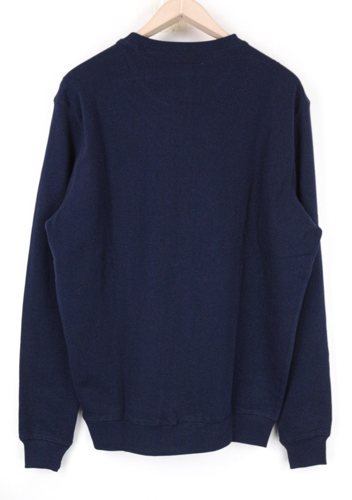 DIESEL Men Sweatshirt M Navy Blue Pure Cotton Logo Pull On Long Sleeved