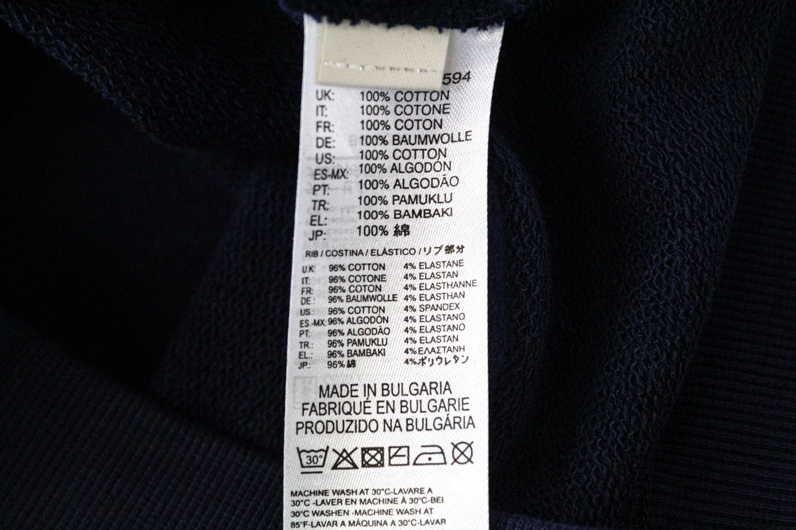 DIESEL Men Sweatshirt M Navy Blue Pure Cotton Logo Pull On Long Sleeved